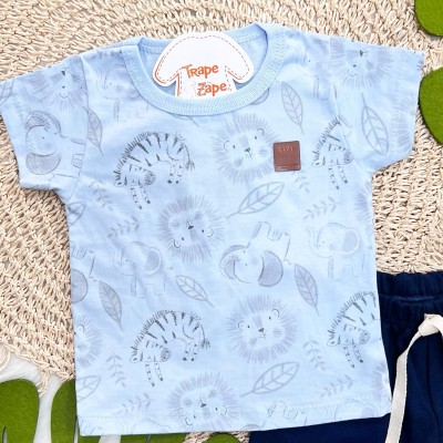 Conj. Camiseta Safari e Bermuda - Azul 